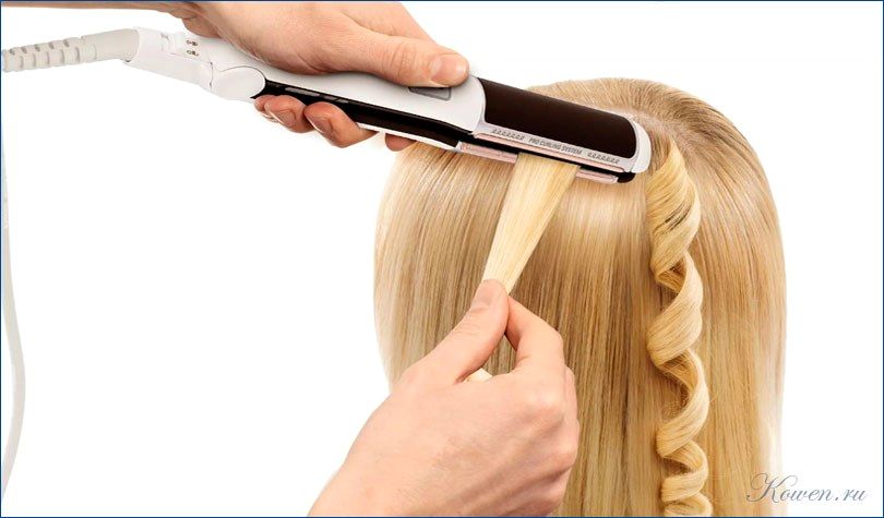 завить, волосы, выпрямителем